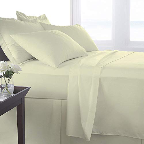 AmigoZone 400 Thread Count Egyption Cotton Fitted Bed Sheet, Oxford Pair of Pillow Cases - Cream