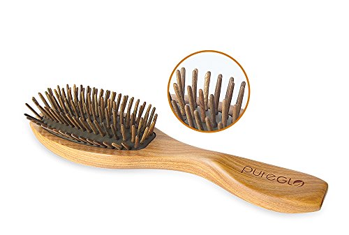 pureGLO Natürliche Grüne Sandelholz Haarbürste – Entwirren Massage Kopfhaut Keine Statische Haarkamm – Holz Borste Organischen Haarbürsten Abgefedert - 2