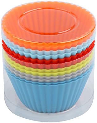Reusable 12PCS Silicone Cupcake Moulds Mini Silicone Baking Cups Muffin Cups Cupcake Liners Chocolate Holders Round(random color)