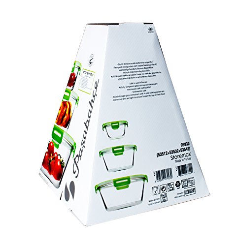 NEUHEIT!! STOREMAX von Pasabahce – 3 Teiliges Frischhaltedosen/ Vorratsdosen Set aus Glas. - 2