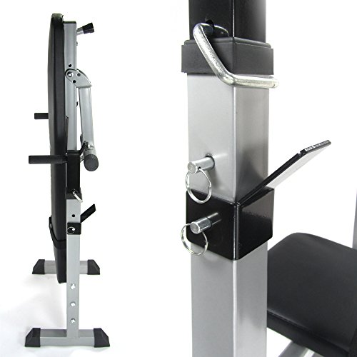 Hantelbank Fitness Sport, Trainingsbank für Bankdrücken, verstellbar und einklappbar,125 x 60 x 110 cm, silber-schwarz - 2