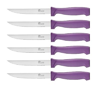 Pradel Excellence - 7030-6M - Lot de 6 Couteaux à Steak, Manche Mauve