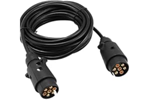 CASMIGC Anhängerkabel 7 polig, 6m, 12V, wasserdichtes Anhängerkabel mit Steckdose, 7-poliges Anhängerkabel für Wohnwagen, LKWs, Traktoren, Wohnmobile, Autos, Traktor-Anhängerkabel
