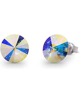 Spark Swarovski Elements Damen Ohrstecker Sterling Silber 925, Swarovski Kristall 11 mm rund
