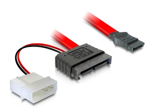 DeLock Kabel SATA Slimline Stecker + 2pin Power > SATA Netzkabel intern SATA 7+ 6 pol Stunden + 2 pol Strom Stunden auf SATA 7 pol 0.30 m