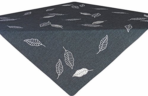 Gestickte-Bltter-auf-pflegeleichter-Leinenoptik-in-anthrazit-Tischband-in-zwei-Gren-und-Mitteldecke-erhltlich-Modernes-Design