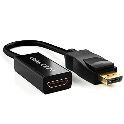 deleyCON DisplayPort zu HDMI Adapter-Kabel - 4K / 2160p / 1080p / 3D / Audioübertragung - DP Stecker auf HDMI Buchse - vergoldet - TV / PC / MAC