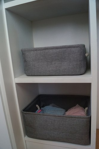 Starsglowing Wäschekorb Aufbewahrungskorb mit Griff Schrank Organizer Aufbewahrungsbox für Kleidung Handtücher Bettwäsche (Large, Grau) - 7