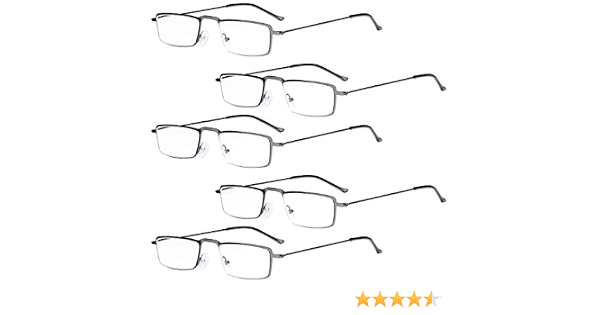 Eyekepper 5 Paia Occhiali da Lettura Presbiopia in Metallo Resistente Uomo  Donna Occhiali da Vista Rettangolare Colore Gunmetal Diottria +2.75 :  Amazon.it: Abbigliamento