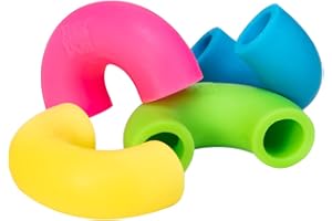 Schylling Mac N Squeeze NeeDoh - 4 Flourescent Elastic Macaroni Elbow Fidget Toys, Stress Relief Sensory Toys, Special Needs Toys, Non-Toxic Dough Material