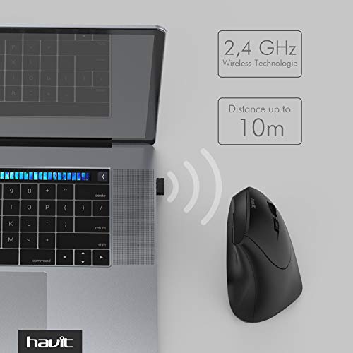 Rat  n Inal  mbrico Vertical Ergon  mico HAVIT 2 4 G Rat  n   ptico  6 Botones  USB  800 1200 1600 DPI  MS55GT  Negro 