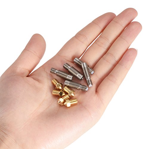 PChero 5pcs V6 0,4mm Messing Düse + 5pcs V6 27mm Edelstahl Düsenhals mit Teflon Tube für 3D Drucker V5&V6 1.75mm J-Kopf Hotend - 4