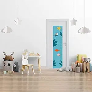 Life N Colors Cute Ocean Theme Height Chart DIY Wall Sticker for Kids Room, Self-Adhesive Wallpaper, Easy to Apply and Beautiful, 68 Inches Height