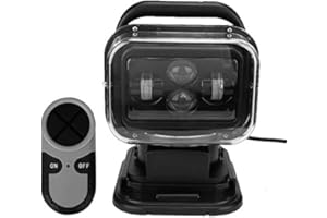 MINGBER 60W Wireless Remote Control Search Light Searchlight 360° Rotating Marine Spotlight LED Search Light 9-24V with Magnetic Base for Camping Boat Vehicles Trucks Car SUV Emergency Lighting