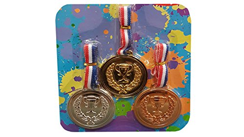 KSS 6 x Große Medaillen (ca. 6cm Durchmesser) in Bronze, Silber und Gold Geburtstag, Party, Mitbringsel - 2
