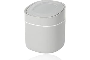 ACONDE Tischmülleimer, Papierkorb mit Deckel, Klein Mülleimer Büro für Bad, Küche, Büro, Tragbar Abfallbehälter, Grau