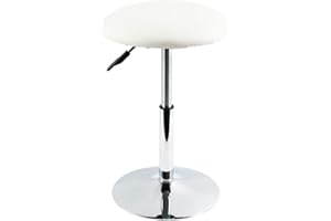FURWOO Taburete de Trabajo Redondo de Cuero sintético Taburete de barbero Rotación de Altura Ajustable Adecuado para Oficina en casa Hotel Salón Sala de Consulta Blanco