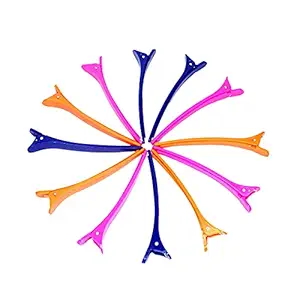 DEXO Barber Hairdressing Section Clips For Salon And Parlor Use Hair Sectioning Clips For Men And Women, Multi-color - Set of 12 Pieces