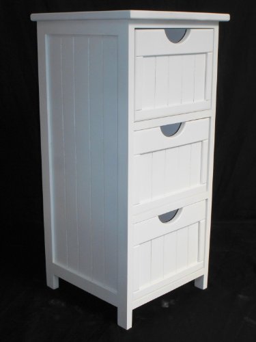 Assembled 3 DRAW WHITE BEDSIDE SIDE TABLE STORAGE UNIT CABINET(JY091033) meas Unit: 30x30x64cm