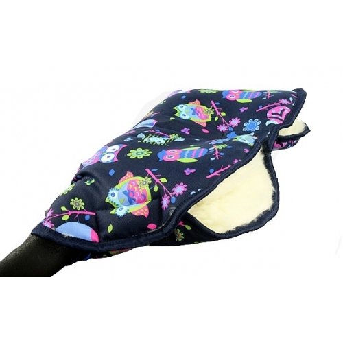 Baby Pram Pushchair Winter Wool Lined Handmuffs / Hand Warmer Muffs - Owls at Night