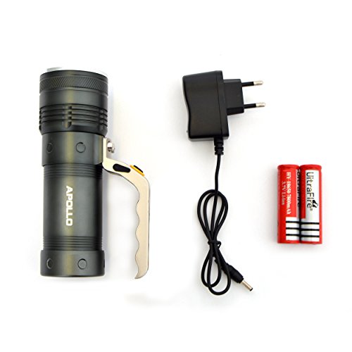 Apollo LED Taschenlampe Torch Police PRO 1200, Handleuchte Länge: 17cm, Anthrazitfarbene Handlampe, inkl. Akku und Ladekabel - 3