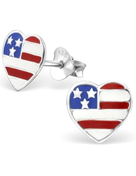 JAYARE Kinder-Ohrstecker USA 925 Sterling Silber Emaille 8 x 9 mm mehrfarbig bunt Ohrringe