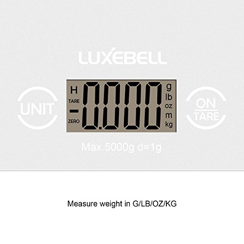 Küchenwaage Digitale, Luxebell Küchenwaagen Professionelle Waage, Electronische Waage mit 5Kg/1g – Silber - 4