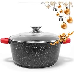 Jonas - Faitout/Marmite avec Revêtement Effet Pierre Granité & Céramique Anti-Adhérent SANS PFOA Pour une Cuisson Saine & Sans Matière Grasse Qualité Allemande GREBLON C3+ Garantie TOP Qualité! (40cm)