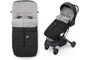 Danielstore- Saco Silla de Paseo Universal Saco Polar de Invierno, Desmontable con cremallera, Cabezal ajustable, transpirable e Impermeable(Negro)