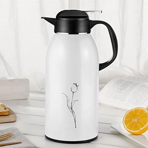 WYQLZ Outdoor Insulated Jug White 304 Stainless Steel Double Walled Vacuum Insulation pot Upscale travel pot Coffee Pot Thermo Jug High capacity 2L Applies to the living room bedroom office(This product only sell insulation pot)37.5*18.5cm
