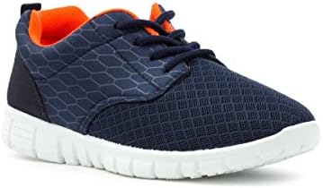 Tick Boys Navy and Orange Mesh Lace up Trainer - Size 13 Child UK - Multicolour
