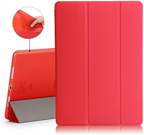 iPad Air 2 Case, iMucc Smart Case Cover + Matte Shell Soft TPU Back For Apple iPad Air 2 Built-in Magnet Stand with Smart Cover Auto Wake/Sleep (Red)