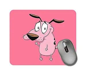 DarkBuck Mouse Pad for Girls and Boys Laptop Desktop PC Cute Mousepads Rubber Base with Anti Skid Smooth Surface Pink Courage Cowardly Dog Mousepad (22 cm x 18 cm)
