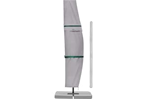 ‎SEKEY Sekey Ampelschirm / Sonnenschirm Schutzhülle mit Stab, Abdeckhauben für Gartenschirm mit Belüftungsöffnungen, Abdeckung für Kurbelschirm / Balkonschirm, 100% Polyester, wasserdicht, Hellgrau