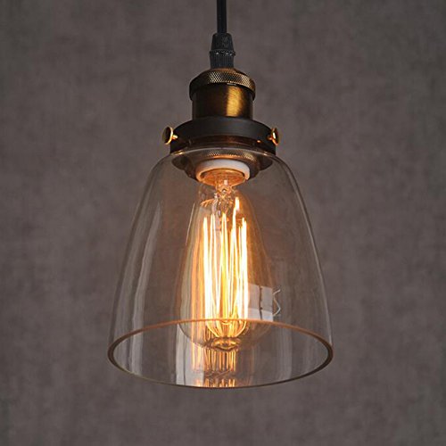 Samber Klarglas Schatten Deckenleuchte Kronleuchter Vintage Retro Anhänger Lampenschirm, E27 Lampe Basis (Leuchtmittel nicht enthalten), glas, Bernsteinfarben, YD33B - 4
