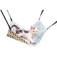 Gato de mascotas reversible patrón de dibujos animados jaula de goma colgar hamaca de cama gris con pescado