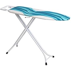 Mabel Home Planche à repasser réglable en hauteur avec 4 pieds et housse supplémentaire Motif bleu et blanc