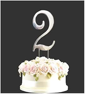 Metallic Silver Birthday Anniversary Cake Topper Number Pick 2 Zero Shiny Decoration 2 Amazon Co Uk Toys Games
