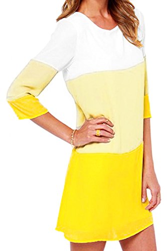 Lässige Sommer-Kleider-Damen Chiffon Shift halbe Ärmel Kleid M - 4