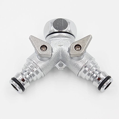 Verteileranschlussstück 2-fach f. 1/2" Schnellverbinder Chrom/Messing 1/2" Gardena kompatibel Anschluss 3/4" IG