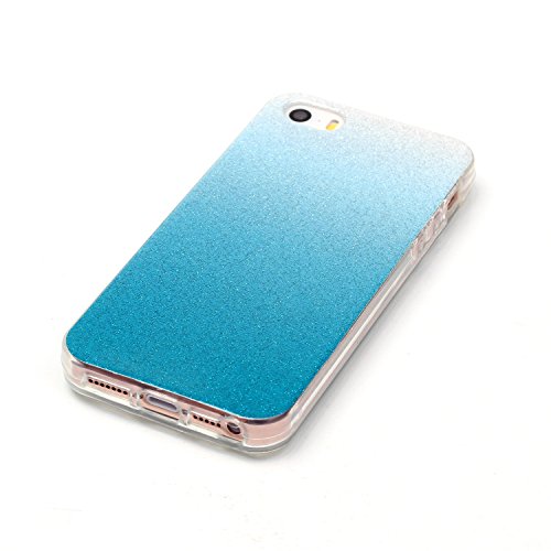 Für iPhone SE Hülle,für iPhone 5S Silikonhülle,für iPhone 5 Handyhülle,Zcro Glitzer Silikon Glitter Case Stoßfest Kratzfeste TPU Schutzhülle Schale Handytasche Hülle für iPhone SE 5S 5 mit Frei Displayschutz (Blau) - 3