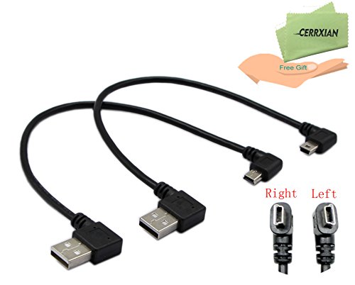 USB 2.0 Verlängerung cable-cerrxian 22,9 cm Mini USB-Kabel Combo Mini USB Winkel rechts und links Winkel Stecker auf USB Typ A 2.0 links Winkel männlich Daten und Ladekabel (1 Paar & # xff09;