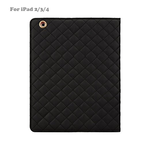 iPad Hülle, iPad 2/3/4 Schutzhülle, für Apple iPad 2, iPad 3, iPad 4 Fashion PU Leder KRONE Design Bling Schutz Smart Ständer Schutzhülle mit Auto Wake/Sleep schwarz schwarz - 6