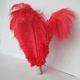 Color: rojo. 10 plumas naturales de avestruz para decoración de boda, de 30,5 y 35,6 cm, color blanco