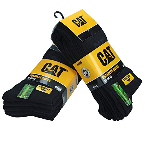 Caterpillar 10 pares Calcetines cortos CAT hombres en algodón suave Altura debajo de la rodilla (Negro, 43-46)