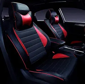 3D FRONTLINE Platinum Series Black Red PU Leather Car Seat Cover for Mahindra Thar New 2020 Onwards