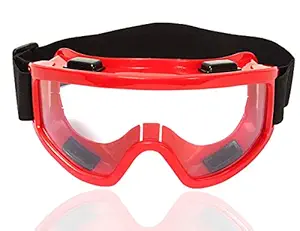 ELECTOMANIA Adult's Plastic Motorbike Racing Transparent Goggles with Adjustable Strap (Colours and Designs May Vary)