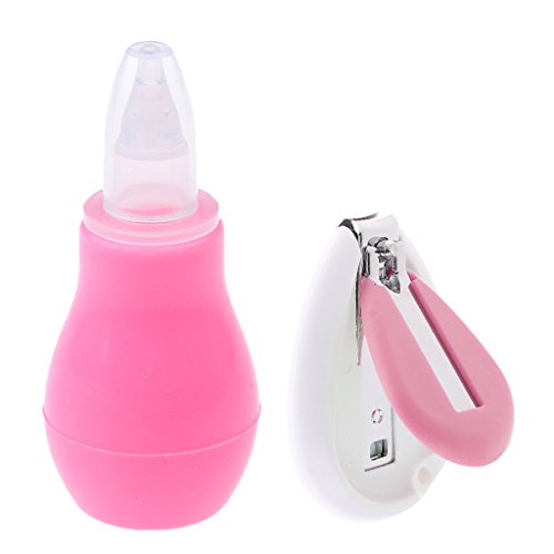 Preisvergleich Produktbild MagiDeal Baby Pflegeset Nasensauger Nasensekretsauger mit Nagelfeile Nagelknipser - Rosa