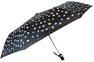 GOODFORGOODS Goods4good Paraguas Que Cambia de Color con la Lluvia, Estampado Corazones, para Mujer/Niña/Hombre, Tamaño 60cm, Plegable Fuerte Anti Viento.