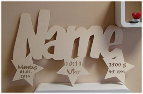 Geschenke zur Taufe und Geburt von Schlummerlicht24 Nachtlicht „3 Sterne“, Geschenk mit individuellem Namen für Jungen und Mädchen, ideal als Geburts- Kommunion oder Taufgeschenk für das Kinderzimmer, handgemacht - 2